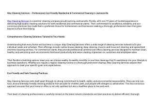 Professional & Sustainable Cleaning Solutions in Jacksonville