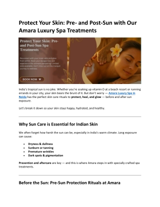 Protect Your Skin Pre and Post-Sun with Our Amara Luxury Spa Treatments