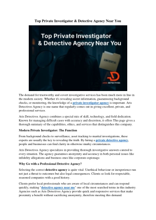 Top Private Investigator & Detective Agency Near You