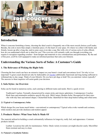 Understanding the Various Types of Sofas: A Customer's Overview