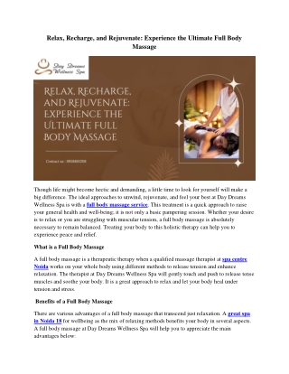 Relax, Recharge, and Rejuvenate Experience the Ultimate Full Body Massage