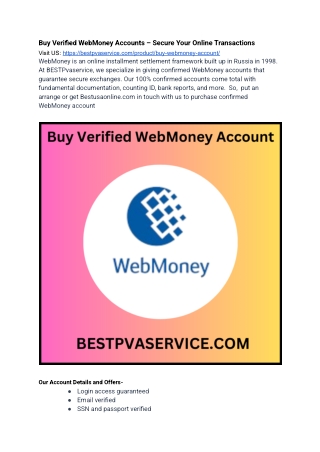 Buy WebMoney Account Top sites To Buy all Accounts