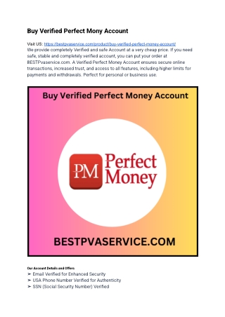 Buy Verified Perfect Money Account - 100% Verified in USA & UK