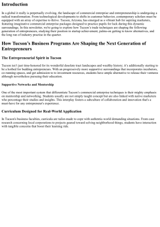 Navigating the Future: How Tucson’s Business Programs Prepare Students for Succe