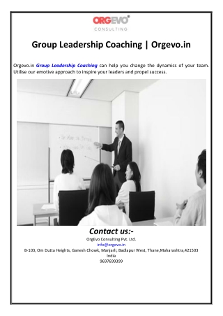 Group Leadership Coaching | Orgevo.in