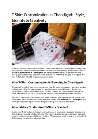 T-Shirt Customization in Chandigarh Style, Identity & Creativity