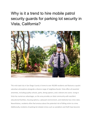 Why is it a trend to hire mobile patrol security guards for parking lot security in Vista, California