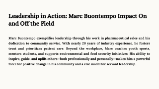 Marc Buontempo in Pharma Sales Leadership