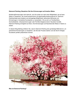 Diamond Painting_ Eine kreative Möglichkeit, Erinnerungen zu bewahren