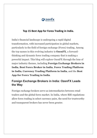 Top 15 Best App for Forex Trading in India