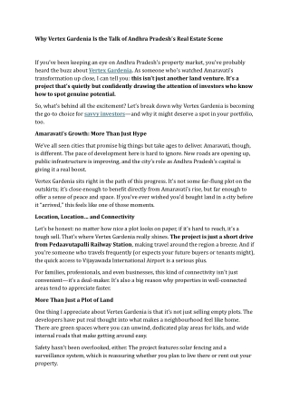 Why Vertex Gardenia Is the Talk of Andhra Pradesh’s Real Estate Scene