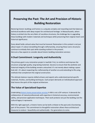 Preserving the Past: The Art and Precision of Historic Building Restoration