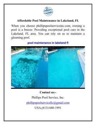 Affordable Pool Maintenance in Lakeland, FL