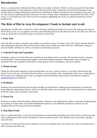 The Role of Diet in Acne Development: Foods to Include and Avoid