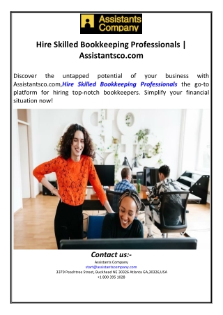 Hire Skilled Bookkeeping Professionals | Assistantsco.com