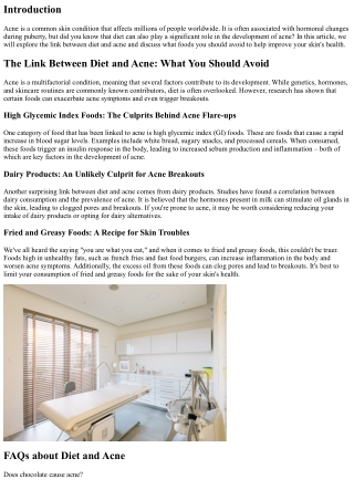 The Link Between Diet and Acne: What You Should Avoid