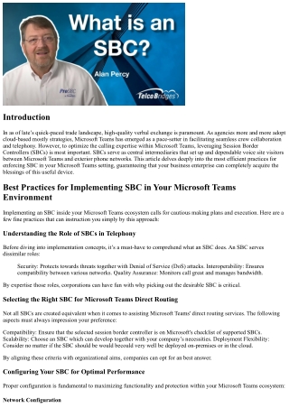 Best Practices for Implementing SBC in Your Microsoft Teams Environment