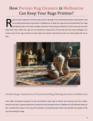 How Persian Rug Cleaners in Melbourne Can Keep Your Rugs Pristine