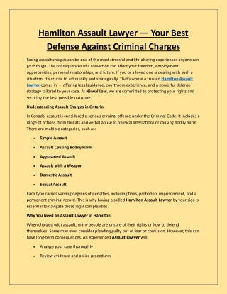 Hamilton Assault Lawyer