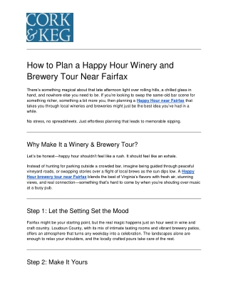 How to Plan a Happy Hour Winery and Brewery Tour Near Fairfax