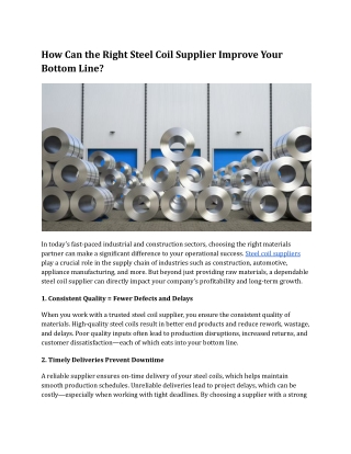 How Can the Right Steel Coil Supplier Improve Your Bottom Line_