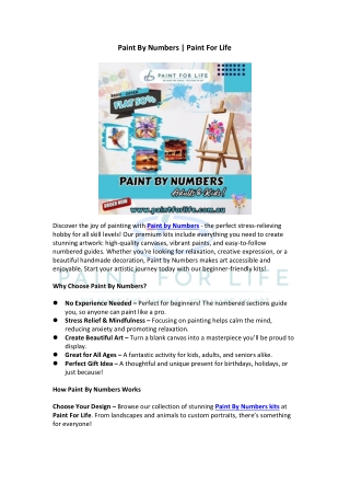 Paint By Numbers | Paint For Life