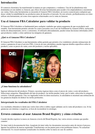 Usa el Amazon FBA Calculator para validar tu producto