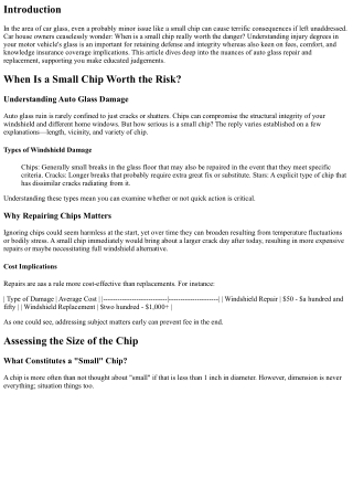 When Is a Small Chip Worth the Risk? Understanding Damage Levels.