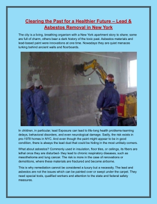 Clearing the Past for a Healthier Future – Lead & Asbestos Removal in New York