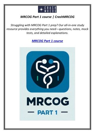 MRCOG Part 1 course | CrashMRCOG