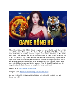 Rồng Hổ Kết Hợp May Mắn, W88 OS Cung Cấp Kèo Tài Xỉu Hấp Dẫn