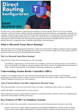 A Newcomer’s Guide to Microsoft Teams Direct Routing and SBCs