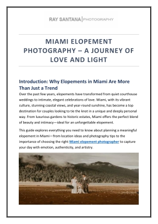 Miami Elopement Photography – A Journey of Love and Light