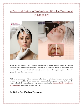 A Practical Guide to Professional Wrinkle Treatment in Bangalore