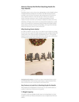 How to Choose the Perfect Stocking Hooks for Your Mantle