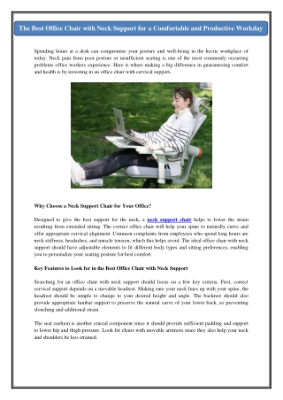 The Best Office Chair with Neck Support for a Comfortable and Productive Workday