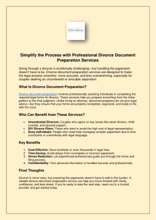 Simplify the Process with Professional Divorce Document Preparation Services