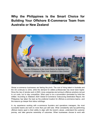 Why the Philippines Is the Smart Choice for Building Your Offshore E-Commerce Team (1)