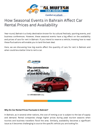 How Seasonal Events in Bahrain Affect Car Rental Prices and Availability