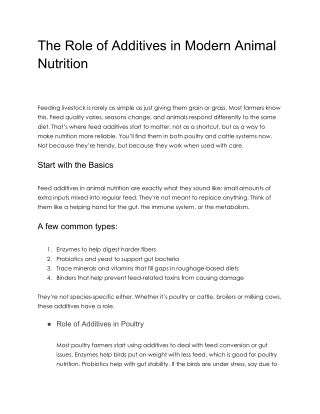 The Role of Additives in Modern Animal Nutrition