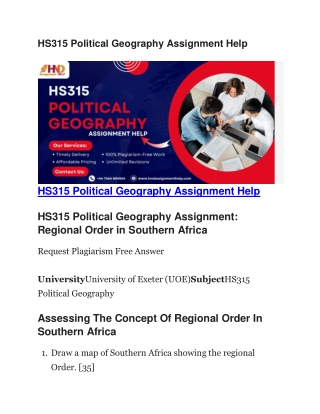 HS315 Political Geography Assignment Help
