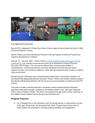 Longwood personal training for kids and teens