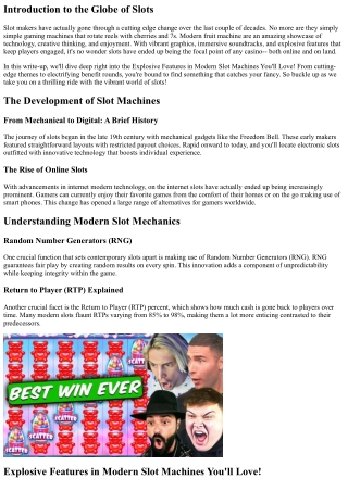 Explosive Attributes in Modern Port Machines You'll Love!