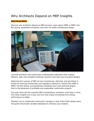 Why Architects Depend on MEP Insights