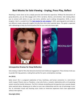 Best Movies for Solo Viewing - Unplug, Press Play, Reflect