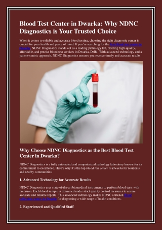 Blood Test Center in Dwarka