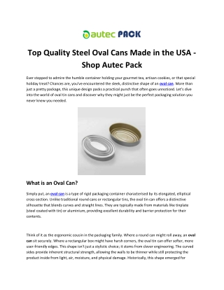 Oval Can for Food & Beverage Packaging | Manufacturer & Exporter