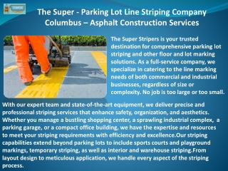 The Super - Parking Lot Line Striping Company Columbus – Asphalt Construction Services