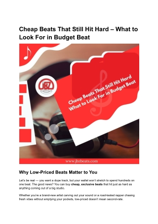 Cheap Beats That Still Hit Hard – What to Look For in Budget Beat