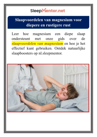 Slaapvoordelen van magnesium voor diepere en rustigere rust